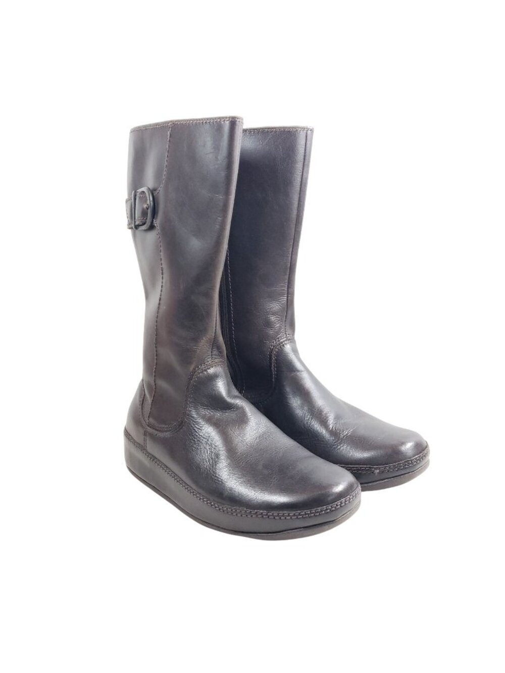 FitFlop Womens Size 11 Hooper Brown Leather Knee-High Fleece Lined Boots